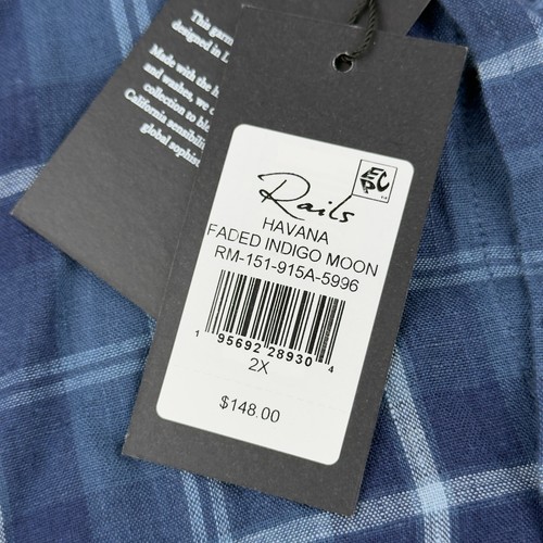 Rails Men’s Havana Shirt Faded Indigo Moon Linen Long Sleeve 2XL - Picture 4 of 8