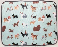 Kitchen Reversible Dish Drying Mat 15" x 19" CHRISTMAS DOGS, grey back