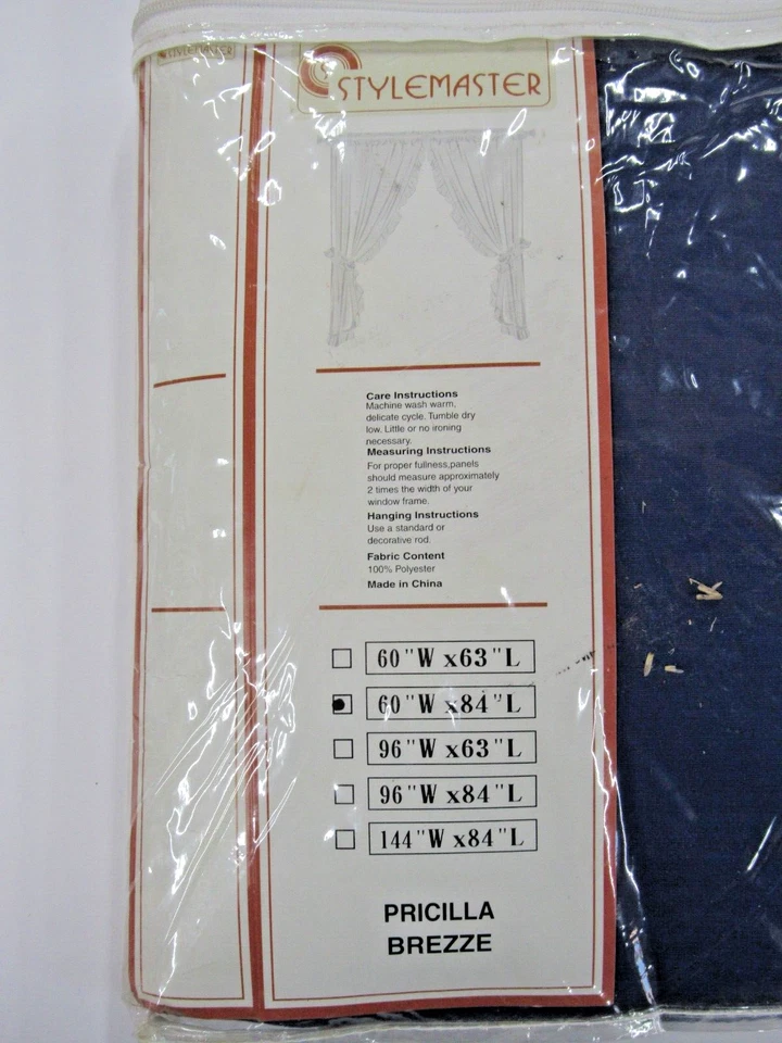 海军蓝窗帘 STYLEMASTE 全新 60 英寸 X 84 英寸 Pricilla Brezze #CF — 第 4/4 张图片