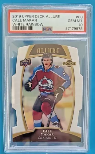 2019-20 Cale Makar Upper Deck Allure White Rainbow Rookie RC #80 PSA 10 GEM MINT