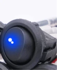12V 20A Round Rocker Toggle Switch + Wires With Power-On LED-BLUE