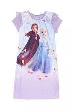 Frozen Anna and Elsa Girl's Flutter Sleeve Satinet Nightgown, Gown, Size 4