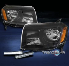 For 2012-2015 Honda Pilot Black Replacement Headlights Lamps w/LED DRL Kit LH+RH