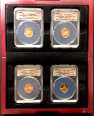 2009 S Lincoln Cent ANACS PR70 DCAM First Strike 4 Coin Set In Wood Box! ENN