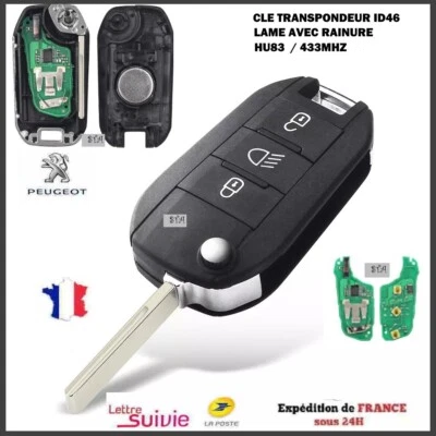 Clé Vierge Transpondeur ID46 Peugeot 208 308 2008 508 EXPERT 100% Testé HU83