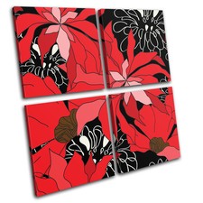 Retro Vintage Pattern Abstract MULTI CANVAS WALL ART Picture Print VA