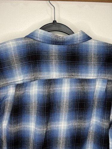 Camicia uomo Outdoor Life blu a quadri con bottoni in flanella taglia XL avventure autunnali - Foto 8 di 10