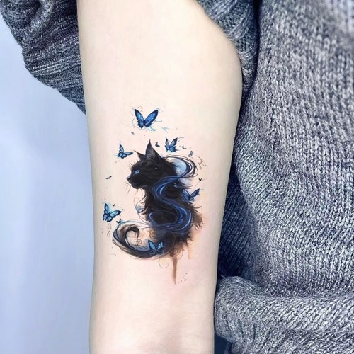 4 Stk Katze Schmetterling Temporäre Tattoos Aufkleber Klebetattoos - SteadyINK - Bild 3 von 7