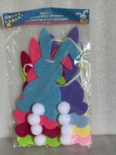 Felt EASTER Bunny Garland With Pompoms Unique Colorful Soft Bunny Garland 70.9  