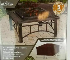 Square Fire Pit Cover, 38 inch Heavy Waterproof - UV Protected Fabric Firepit