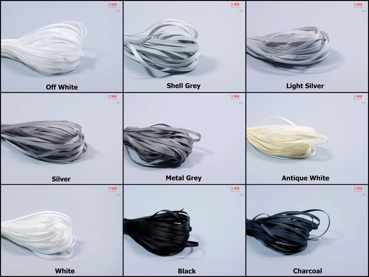10 Yards 3mm White Black Silver Charcoal Grosgrain Ribbon 9