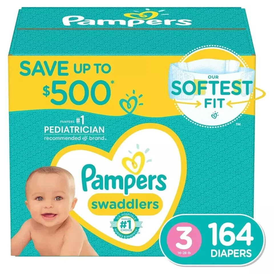 Pampers 980317530 Swaddlers Diapers Size (16-28 Pounds) 164