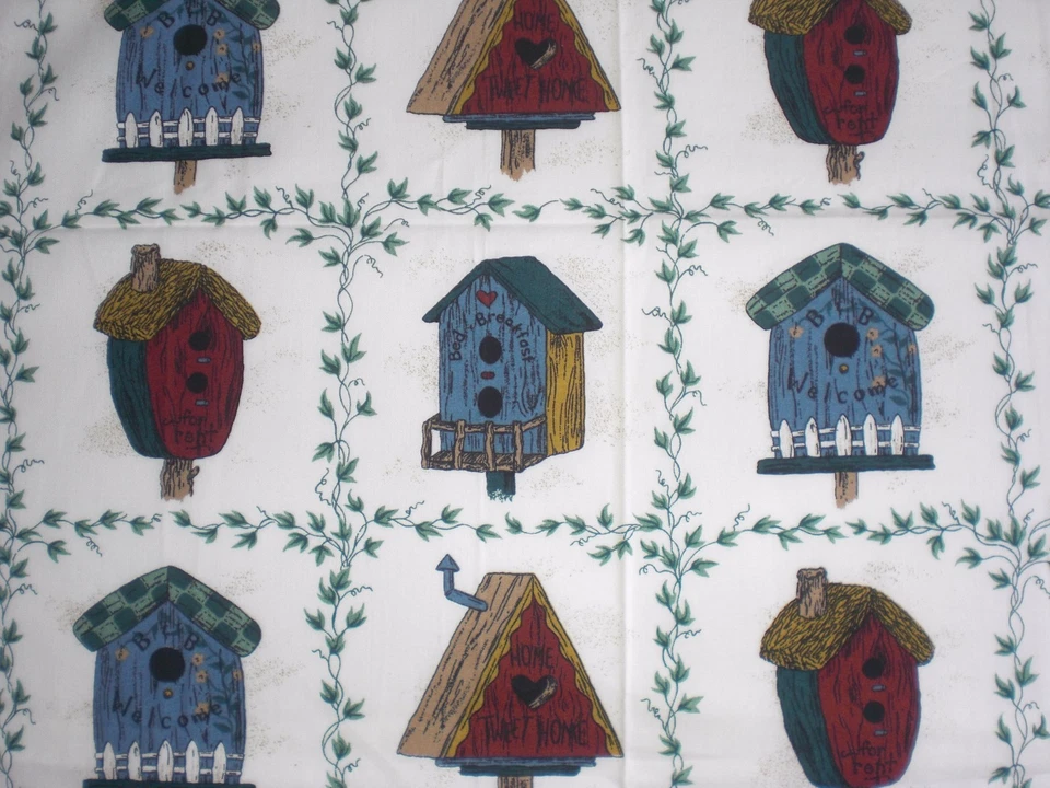 Country Bird House Bed and Breakfast Square Block Fabric Remnant 45"W x 27.5"L  - Image 2 of 4