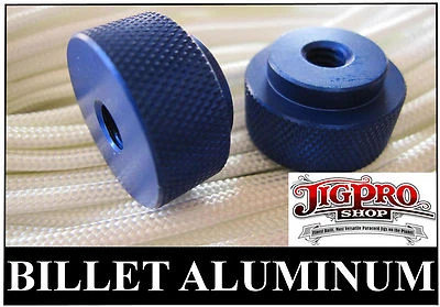 JIG PRO SHOP (2 Pack) 1/4-20 Paracord Jig Billet Aluminum Knurled Thumb Screws ~ Locking Nuts