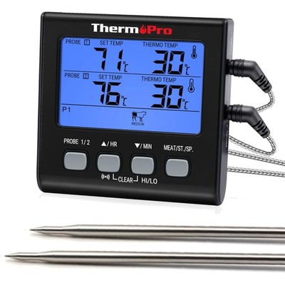 Thermometer, Grill, Digital, Ofen, Edelstahl, Küchenthermometer, Zwei Probes,...