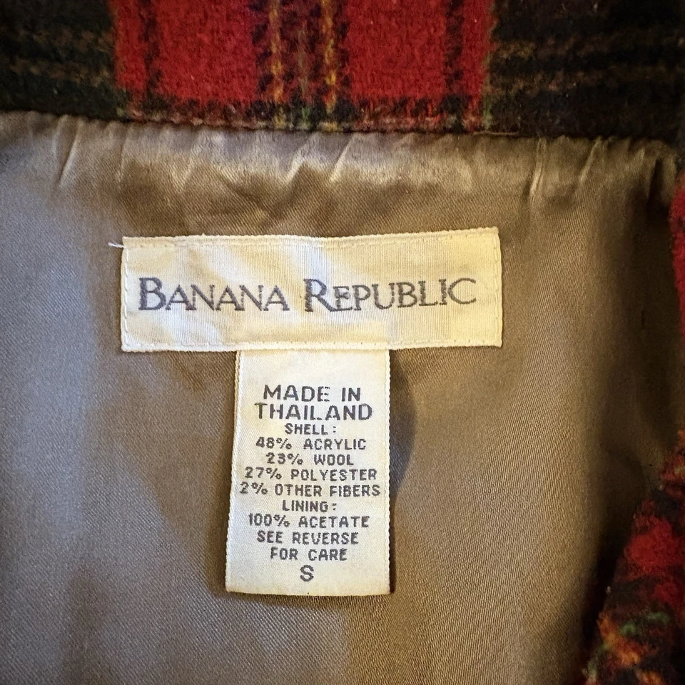 Chaqueta de Colección Banana Republic Chore con Cremallera para Hombres Pequeña Roja Lana a Cuadros Unisex Foto 4 de 4