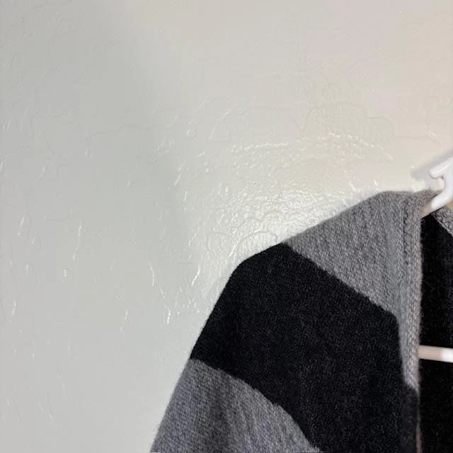 Poncho Eileen Fisher Mujer Talla Única Negro Gris Lana Tejido Chevron Hecho en Italia Foto 2 de 4