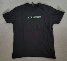 CUBE Bikes Logo T-shirt. Black With Turquoise Logo. Size Medium
