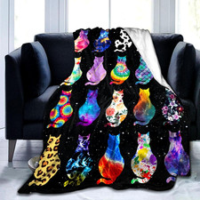 Cat Blanket Soft Cozy Flannel Throw Blanket Warm Lightweight Blankets Gifts for