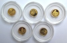 [R4094] 5x 1/50 Oncia Oro 990 Monete "Danube Gold" 10 Dollari 2021 Solomon Isl