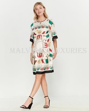 DOLCE & GABBANA DRESS A-LINE VIBRANT DRUM MUSIC PRINT SILK $2,500 sz 42 US 6