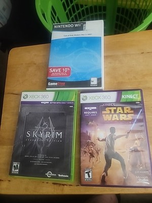 3 Xbox 360 Games Lot - Skyrim Legendary Star Wars Kinect And COD MW3