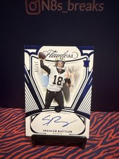 2024 Panini Flawless Spencer Rattler Rookie Gems Signatures Sapphire 15/15 Auto