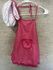 Girls Pink Chef Apron And Chefs Hat Dress Up Outfit