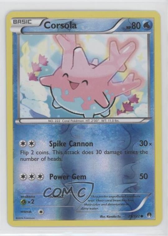 Corsola Reverse Foil Pokémon XY Breakpoint #29