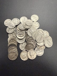 Mercury Dime Full Roll 50 Coins 90% Silver $5 Silver coins