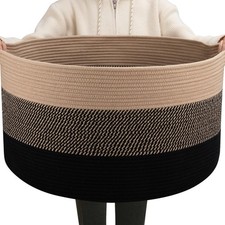 90L Blanket Basket for Living Room, Large Basket 23" x 23" x 13" with Handle,...