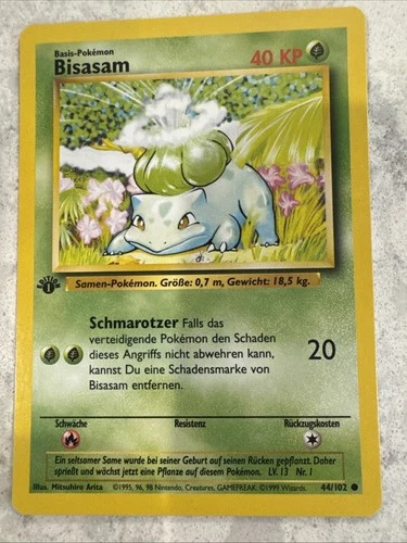 Pokemon - Base Set - Bulbasaur 44/102 - Bisasam 1st Edition - GERMAN - NM