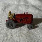 1960s Matchbox Massey Harris Tractor No 4 Grey Metal Wheels Red Lesney 1.5”