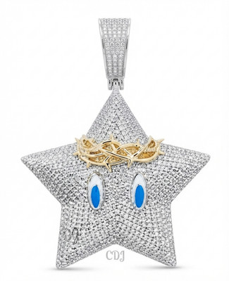 Moissanite Small Star Shape Enamel Pendant In 925 Sterling Silver Wedding Gift