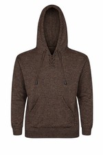 MEN HANDMADE ANDEAN ALPACA BROWN PULLOVER HOODIE SZ M