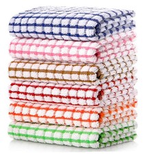 Kitchen Dish Towels, 16 Inch x 25 Inch Bulk Cotton Kitchen Towels, 6 Pack Dis