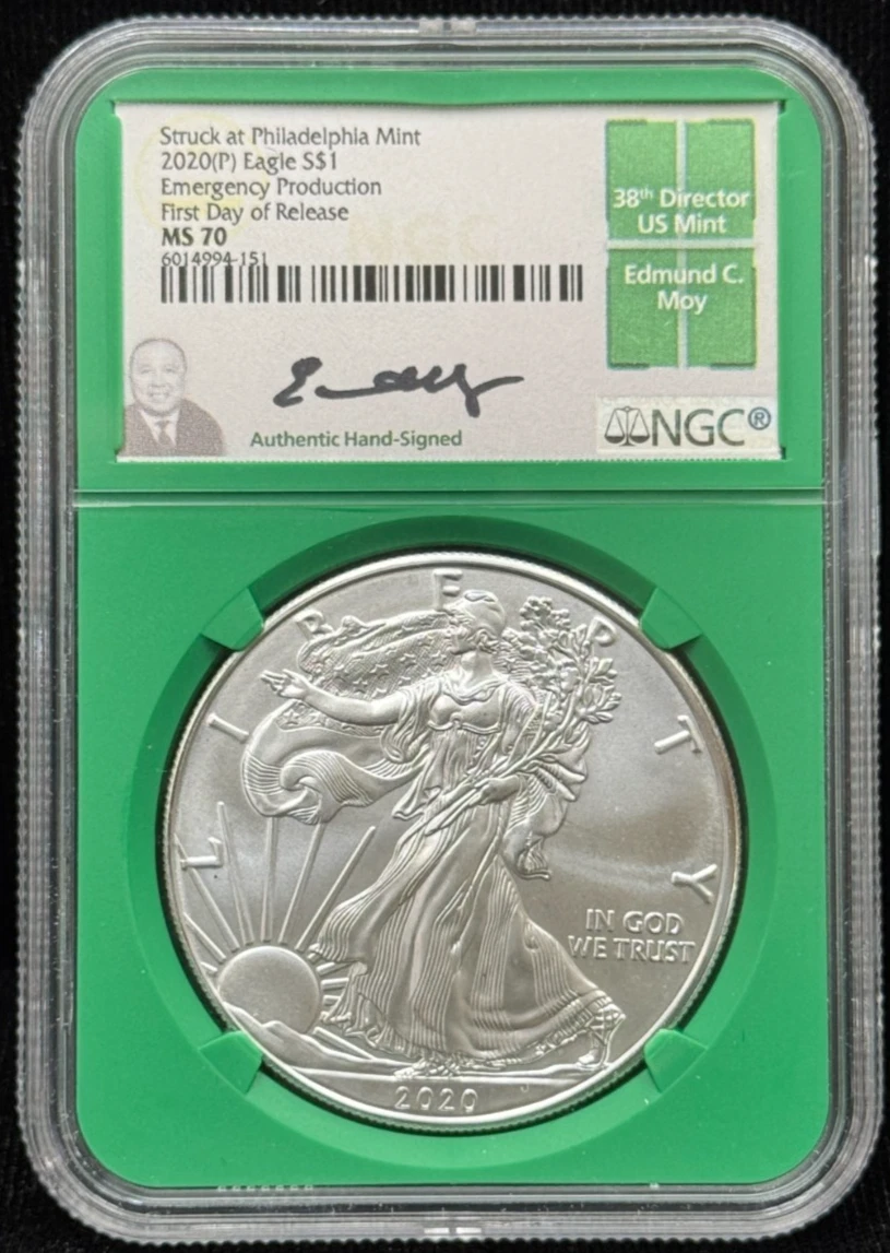 25+ American Eagle MS 70 Graded 2020 Silver Bullion Coins for sale