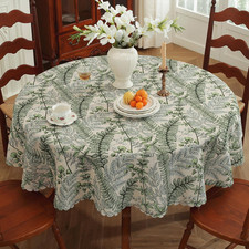 Round Waterproof Tablecloth Linen Textured Table Cloth,Stain and Wrinkle Resista