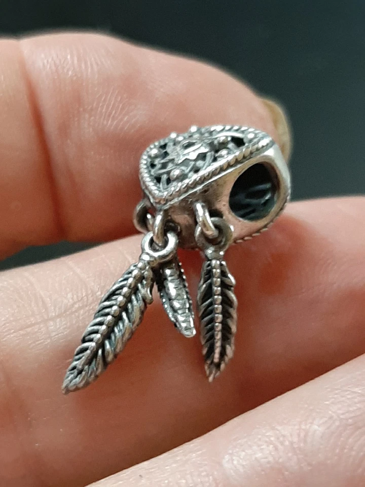  Charms Pandora Argento S 925 Ale  Drean Of The Heart Cuoricino Acchiappasogni - Immagine 3 di 4