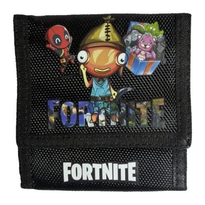Fortnite Trifold Wallet Black Nylon Fishstick Deadpool Cuddle Team Leader Kids