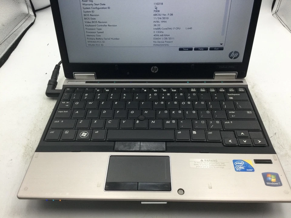 HP ELITEBOOK 2540P - 12" - INTEL i7 L640 - 4GB RAM - ARRANCA A LA BIOS - LEER - BB Foto 3 de 4