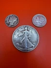 Silver Coin Mini Lot 1 Walking Liberty & 2 Mercury Dimes US 90% Junk Silver $0.7