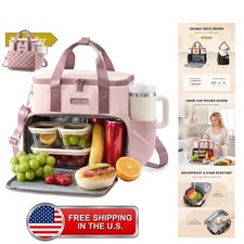 Insulated Lunch Bag for Women Men, Large Double Deck Lunch Box