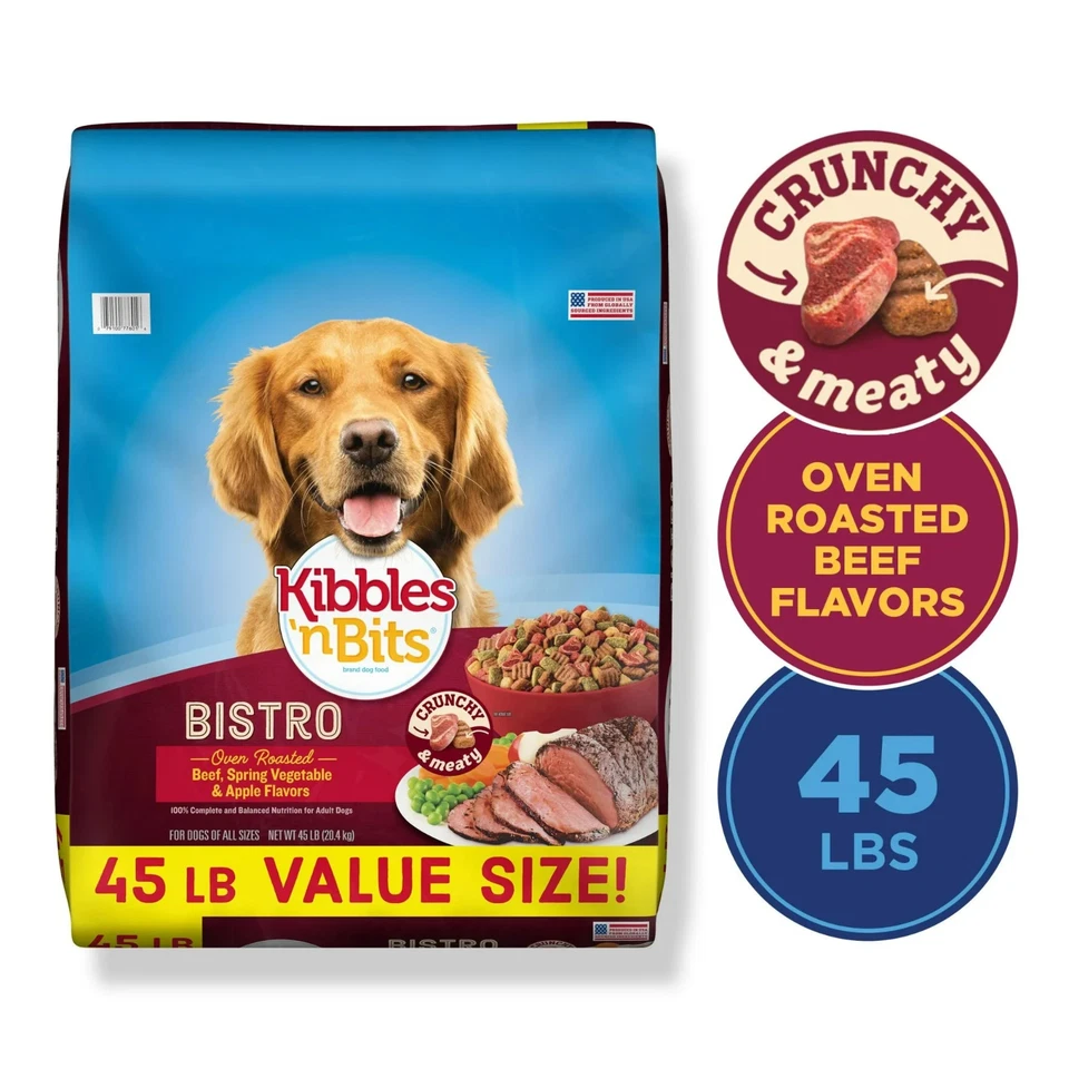 2 Bolsas Kibbles 'n Bits Bistro Carne Asada de Res, Verduras y Manzana Comida Seca para Perros, 45 lb Foto 2 de 4