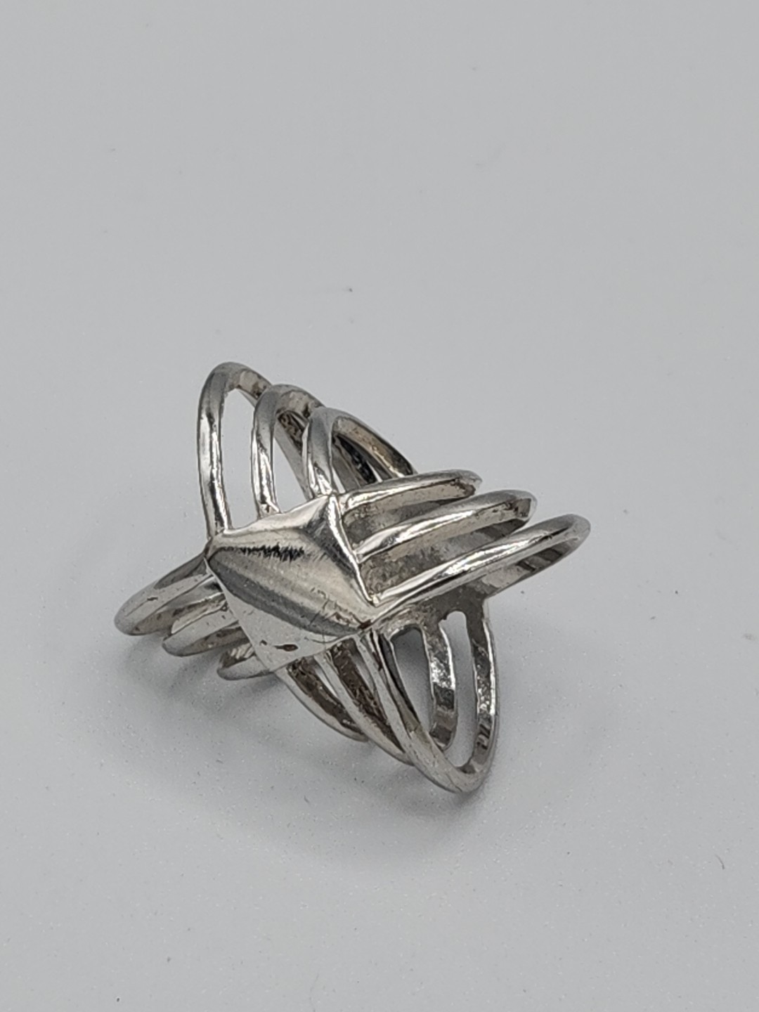 VTG Rhinestone Statement Ring Large Filigree Cock… - image 5