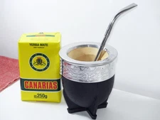 Imperial Mate Gourd + Straw + 250grs Yerba Mate Canarias - Handmade - Argentina