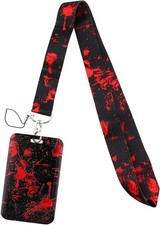 Red  Black Lanyard ID Badge Holder Cool Keychain for Women Teens Men for Keys H