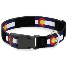 Plastic Clip Collar Colorado Flags3/Black Large 15-24"
