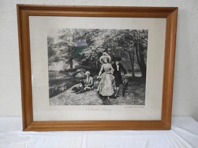 Ancien Cadre 70x55cm avec Gravure L'éternel roman par Jules Girardet - Photo 1/4