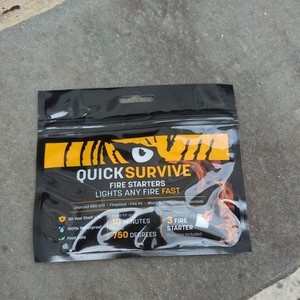 100 of QuickSurvive Fire Starters  Waterproof | 30Year Shelf Life | 3 Pouch Pack